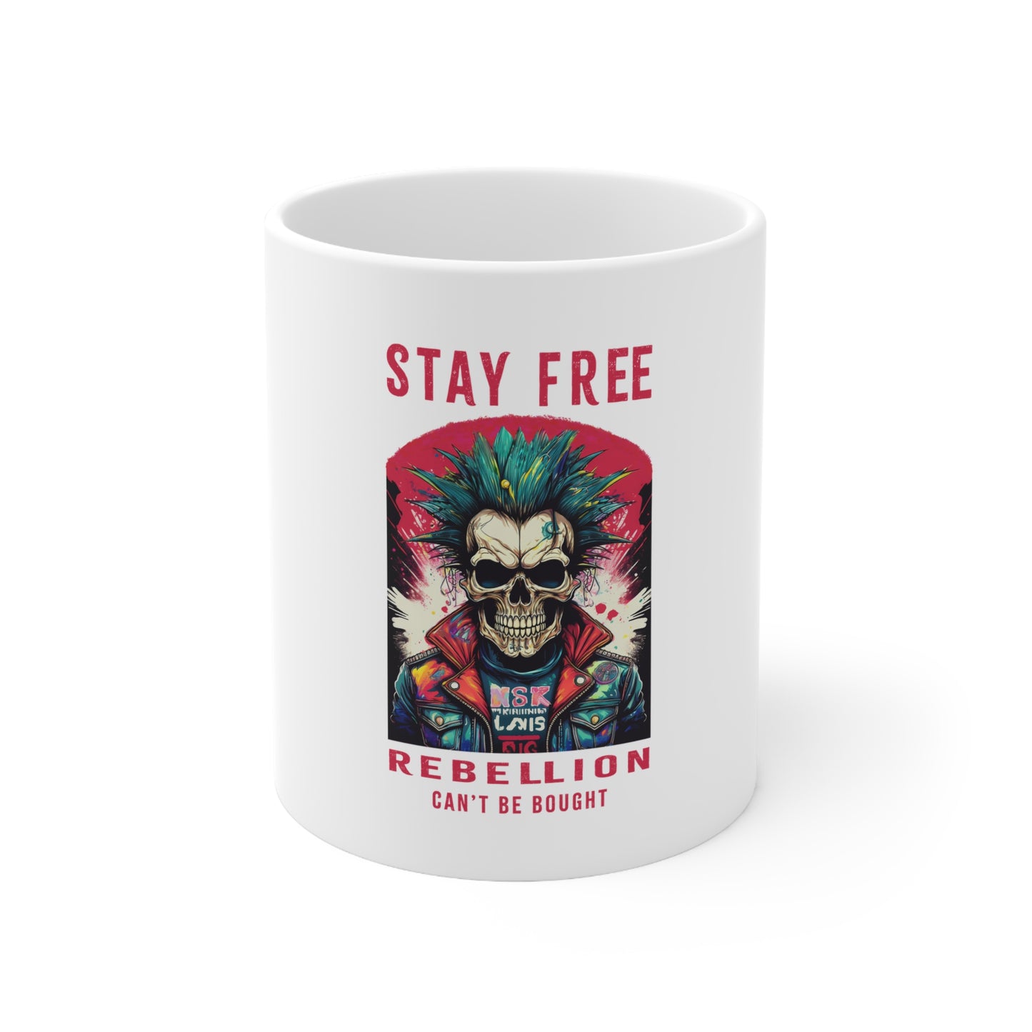 Stay Free Rebellion Ceramic Coffee Cups - Perfect for Coffee Lovers and Punk Enthusiasts