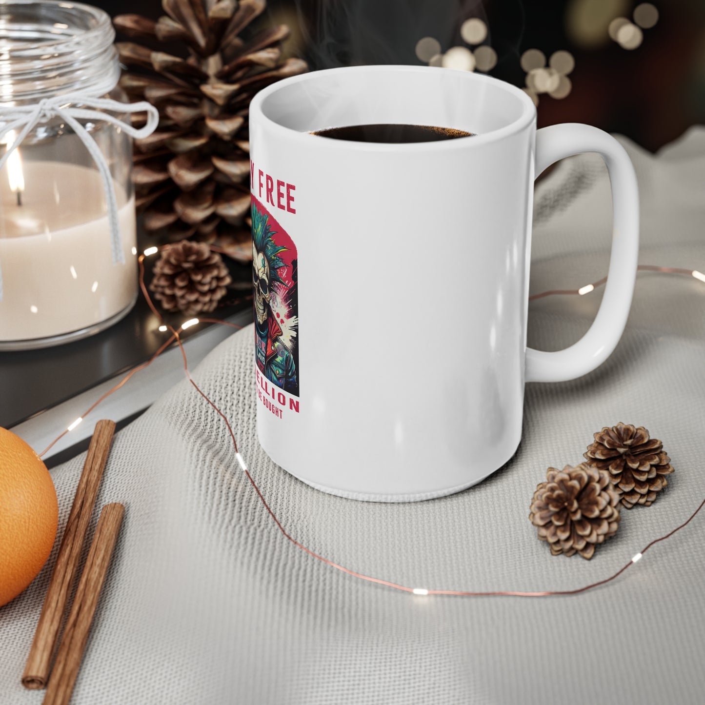 Stay Free Rebellion Ceramic Coffee Cups - Perfect for Coffee Lovers and Punk Enthusiasts
