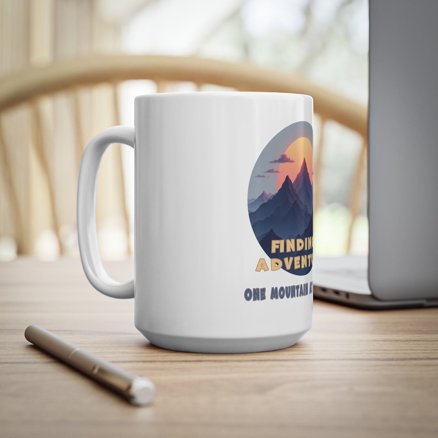 Adventure-Themed Ceramic Coffee Mug - Finding Adventure, One Mountain at a Time