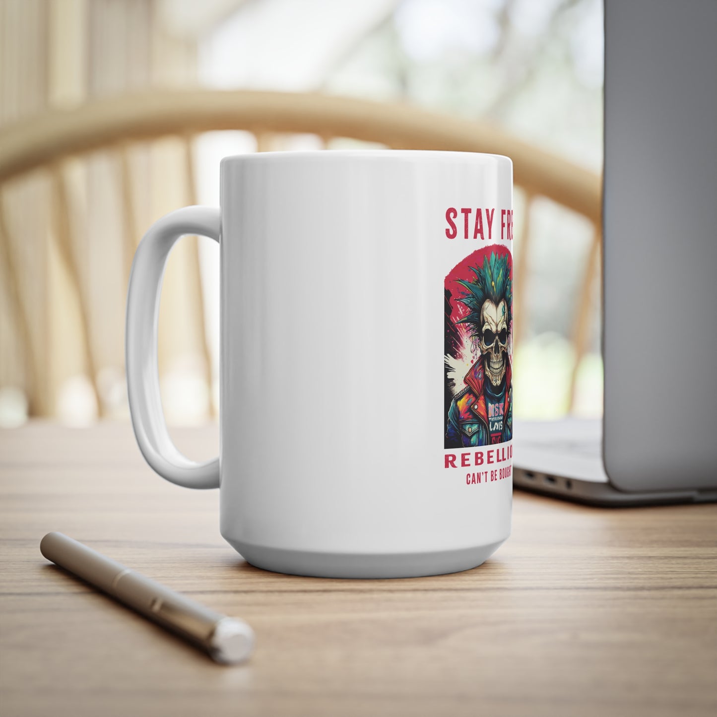 Stay Free Rebellion Ceramic Coffee Cups - Perfect for Coffee Lovers and Punk Enthusiasts