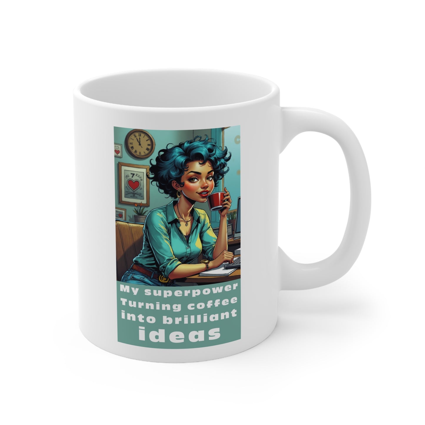 My Superpower: Coffee into Ideas Coffee Mug - Creative Morning Brew Cup, Gift for Coffee Lovers & Idea Generators