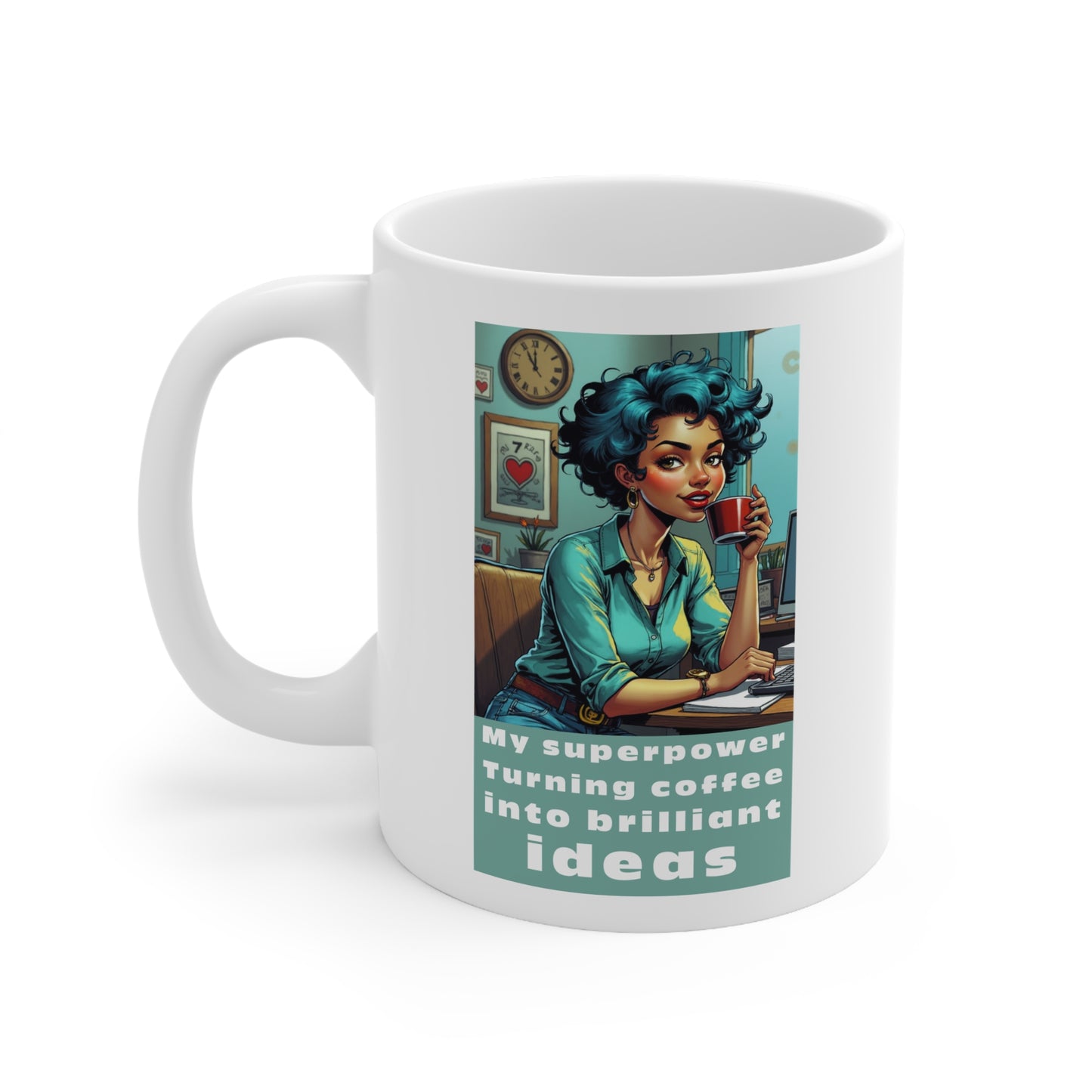 My Superpower: Coffee into Ideas Coffee Mug - Creative Morning Brew Cup, Gift for Coffee Lovers & Idea Generators