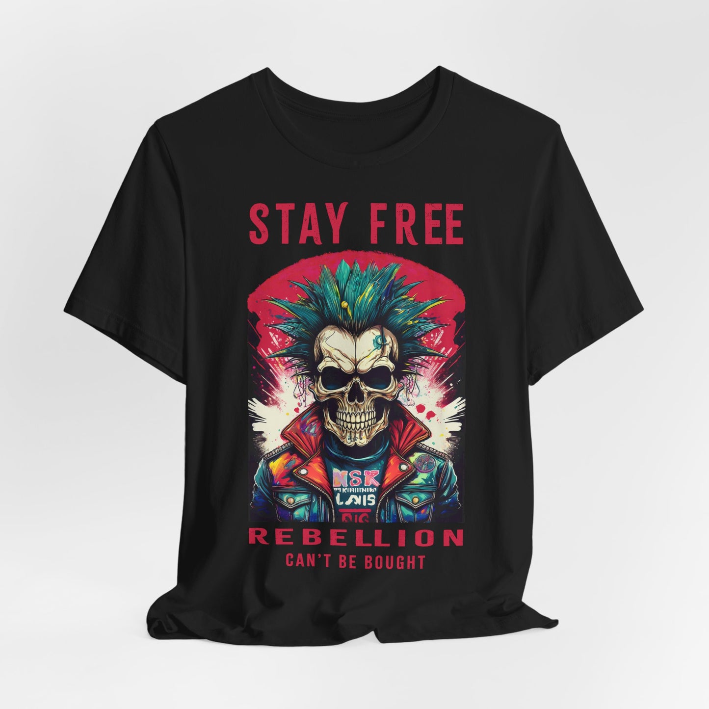 Stay Free Rebellion Graphic Tee - Punk Skull Design for Unisex