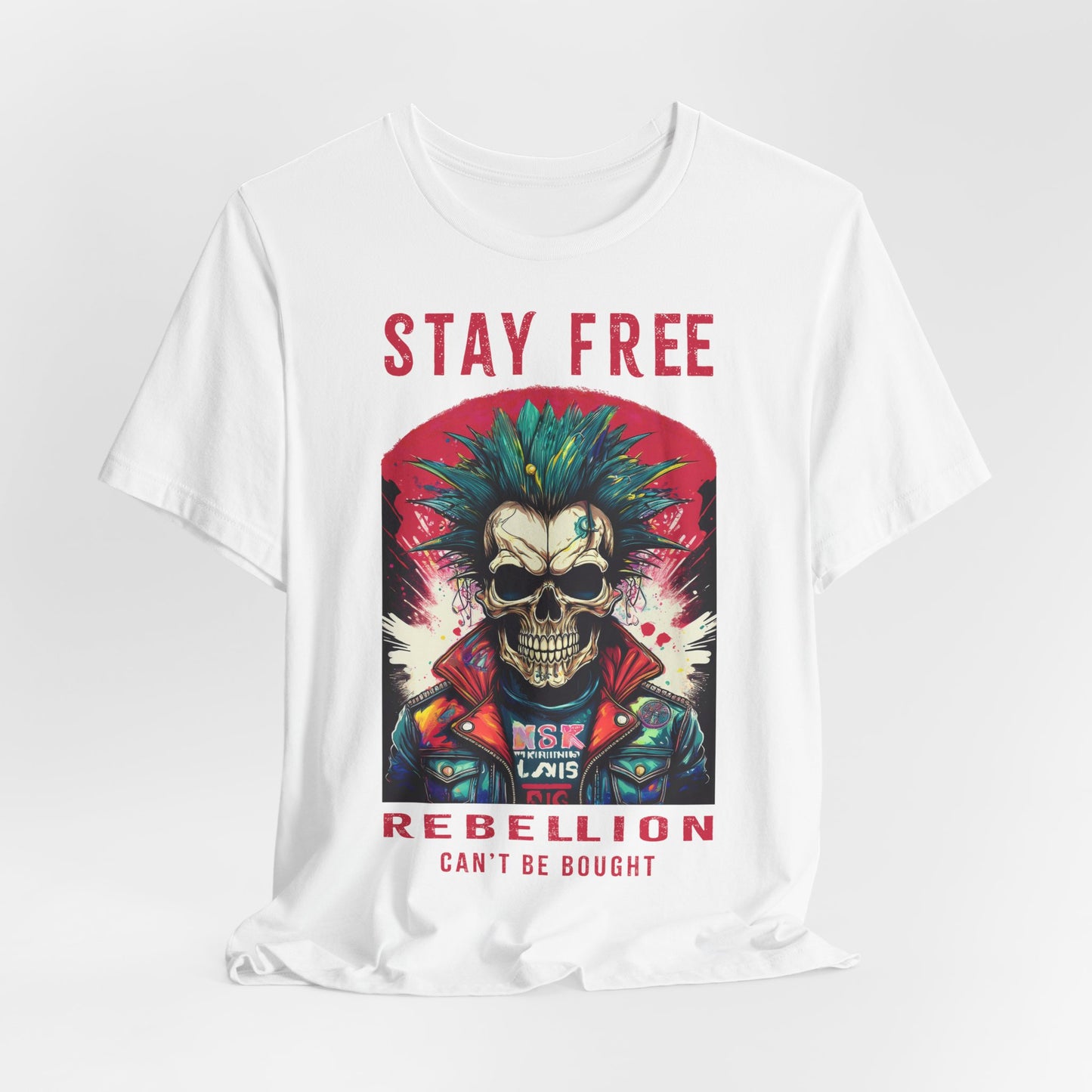 Stay Free Rebellion Graphic Tee - Punk Skull Design for Unisex