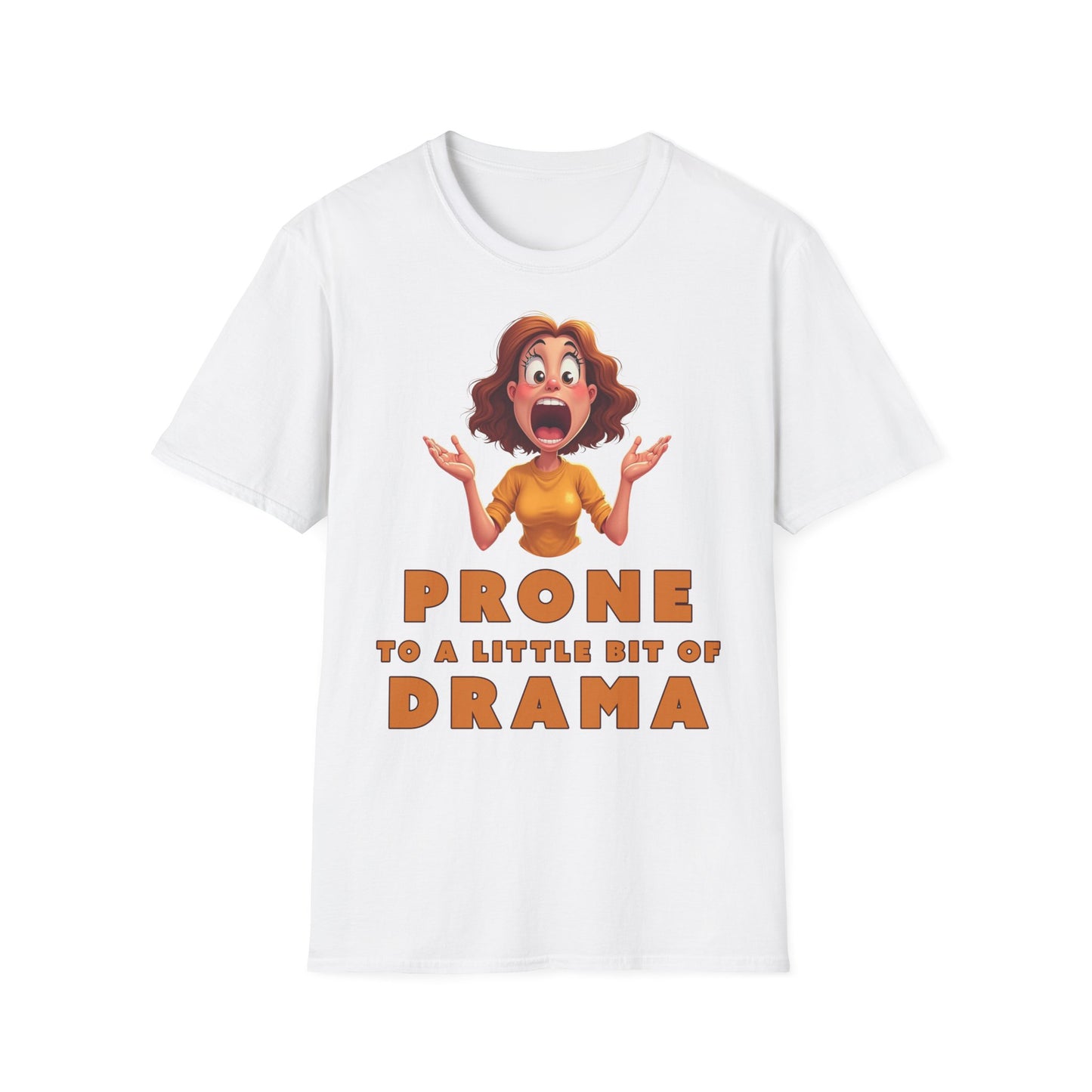 Prone to Drama Unisex Softstyle T-Shirt, Funny Graphic Tee, Casual Wear, Gift for Friends, Drama Lover Shirt, Birthday Gift