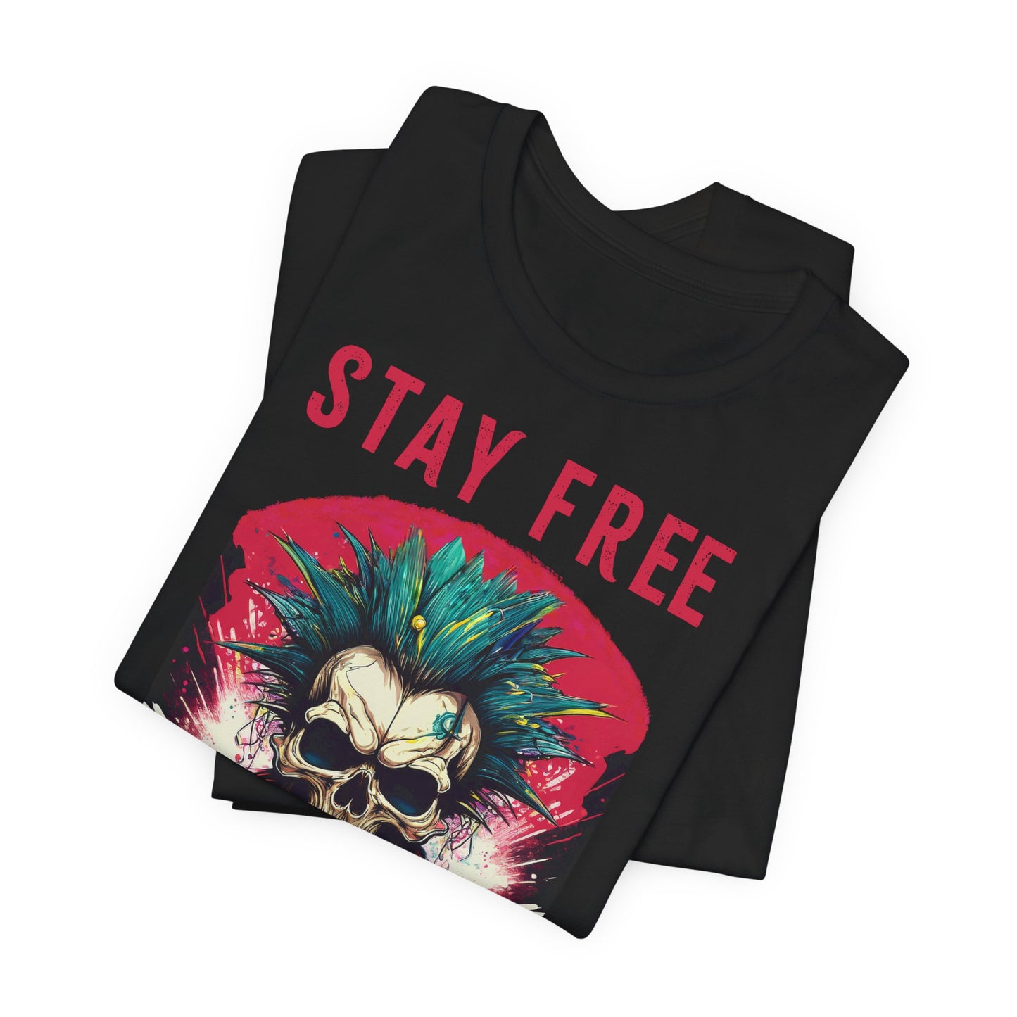 Stay Free Rebellion Graphic Tee - Punk Skull Design for Unisex