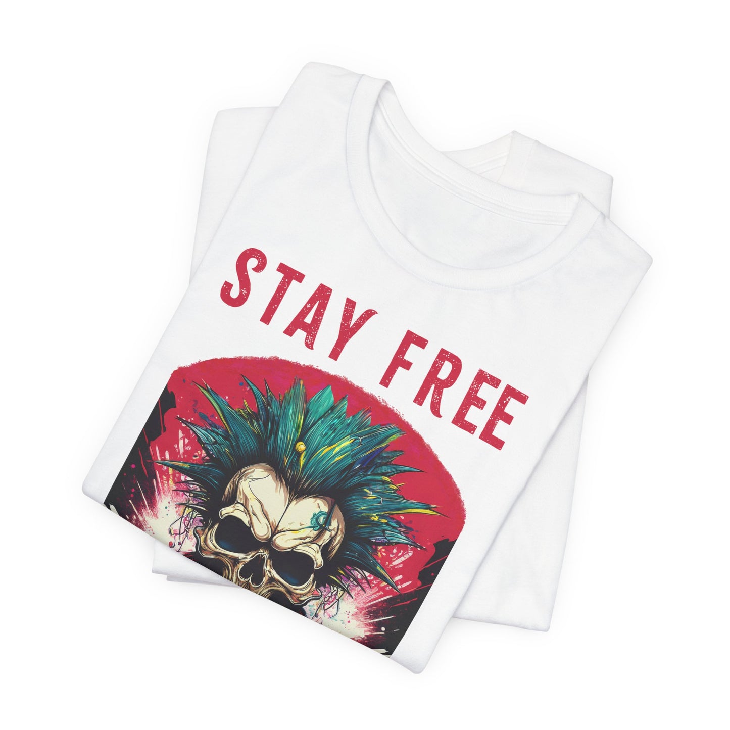 Stay Free Rebellion Graphic Tee - Punk Skull Design for Unisex