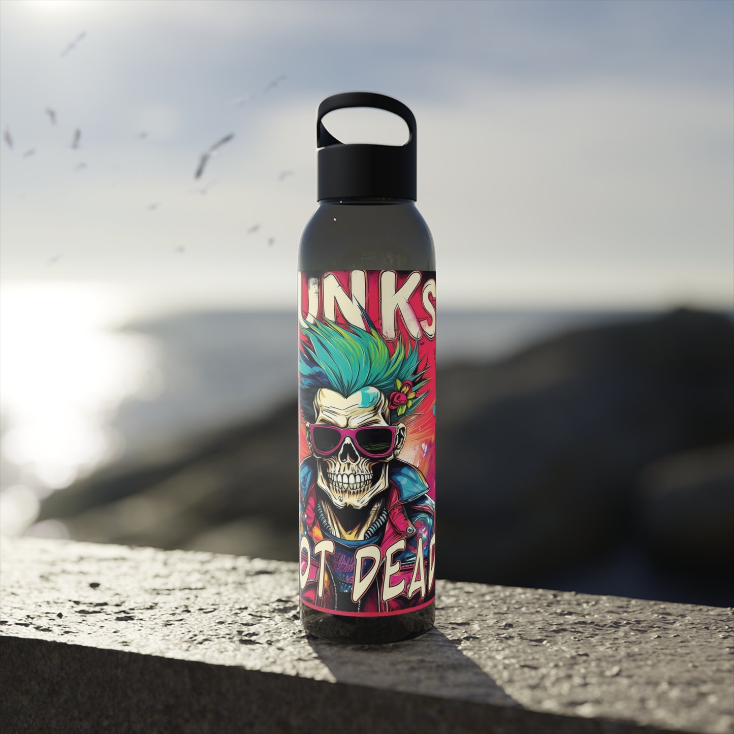 Punk Style Water Bottle - Bold Skull Design for Trendsetters