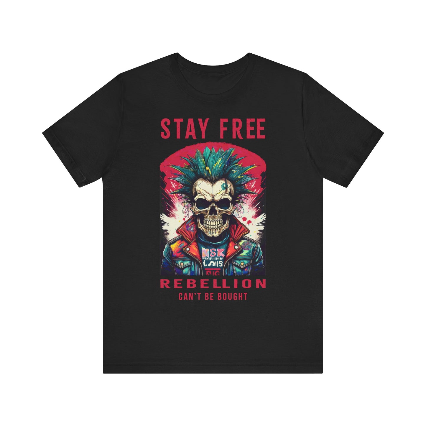 Stay Free Rebellion Graphic Tee - Punk Skull Design for Unisex